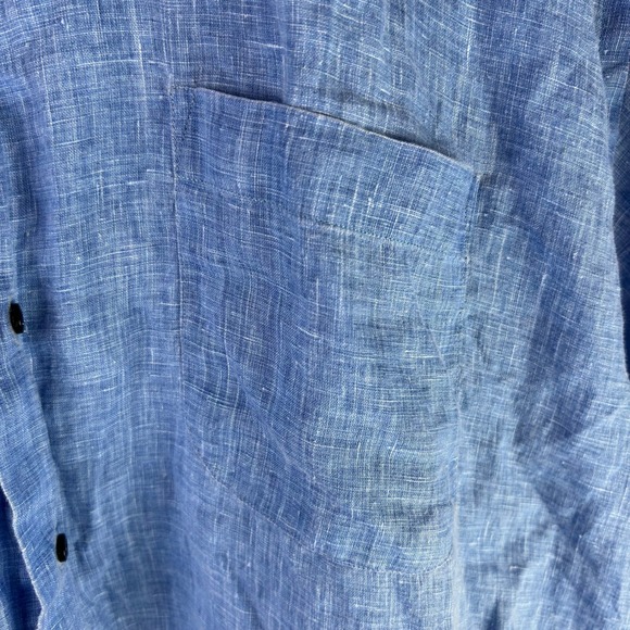 St Croix Mens Blue 100 Linen Short Sleeve Button Up Shirt Made Italy XXL - Picture 5 of 9